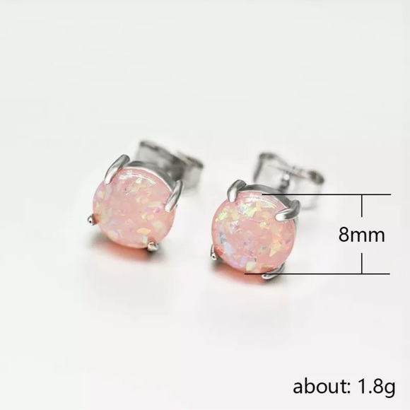Round Cut Opal Earring Women Jewelry Romantic 925 Silver Stud Earrings for Girls - Picture 4 of 4